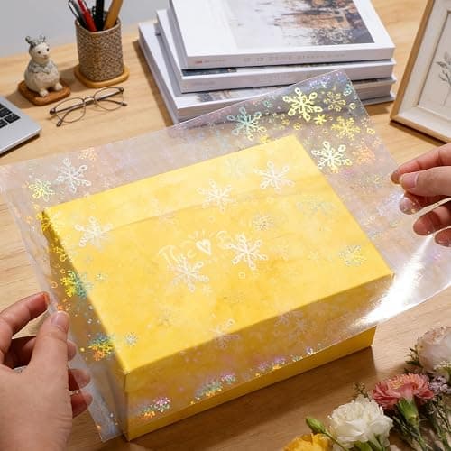 STARVAST 90PCS Holographic Sticker Paper, Transparent A4 Vinyl Holographic Sticker, Self Adhesive Waterproof with 9 Different Patterns thumbnail 6