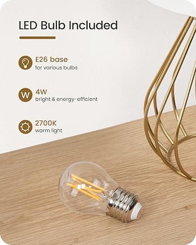 GOEBLESON Gold Table Lamp, Small Gold Bedside Lamp with Metal Base & White Linen Lampshade, Modern Nightstand Lamp, Little Cute Desk Lamp for Bedroom, Living Room, 2700K LED Bulb Included, DCW06TL05 thumbnail 4