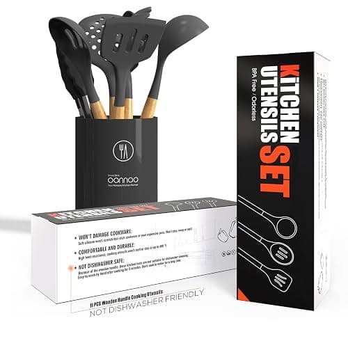 Silicone Cooking Utensils Kitchen Utensil Set - 446°F Heat Resistant Silicone Kitchen Utensils Set, Spatula,Turner Tongs, Spoon, Brush, Whisk,Kitchen Gadgets for Nonstick Cookware, BPA Free (Gray) thumbnail 6