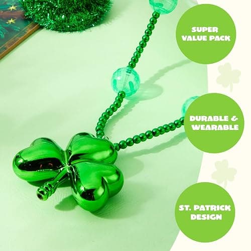 JOYIN St. Patrick's Day LED Shamrock Bead Necklace, Green Jumbo Bead Necklace for St. Patrick's Day Carnival Dress Up, Costume Party Accessories, Irish Decorations Favors thumbnail 3