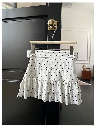 Milumia Women's Polka Dots Tiered Layered Mini Skirt Low Waist Short Ruffle Skirts thumbnail 3