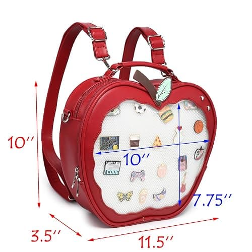 CHERRY SAUCE Cute Red Apple Ita Bag Kawaii Pin Display Purse Backpack Crossbody Shoulder Bag thumbnail 2