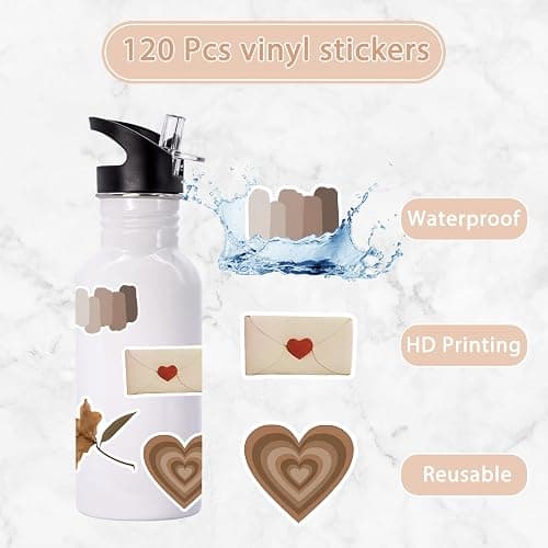 120Pcs Vintage Stickers, Waterproof Scrapbook Aesthetic Sticker, Daily Planner, Water Bottles, Handbook Junk Diary Stickers Teens Adults, Scrapbooking Supplies for DIY Paper Crafts thumbnail 3