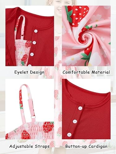 RAISEVERN Girls Casual Adjustable Strap Sleveless Dress Cardigan Set Size 5-12Y thumbnail 4