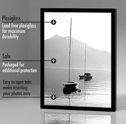 Americanflat 12x16 Picture Frame with Polished Plexiglass - Set of 5 - Galleria Collection - Picture Frames for Wall Display - Black thumbnail 7