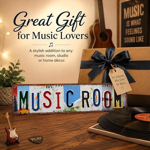 Music Room Vintage Metal Tin Sign, License Plate Style Wall Decor, Colorful Retro Design 4×16 Inch (26002) thumbnail 7