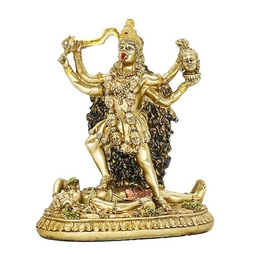BangBangDa Hindu Goddess Kali Statue Sculpture - Indian God Decorative Antique Idol - India Goddess of Time and Death Figurine Murti Pooja Puja Buddha Temple Mandir Decor thumbnail 3