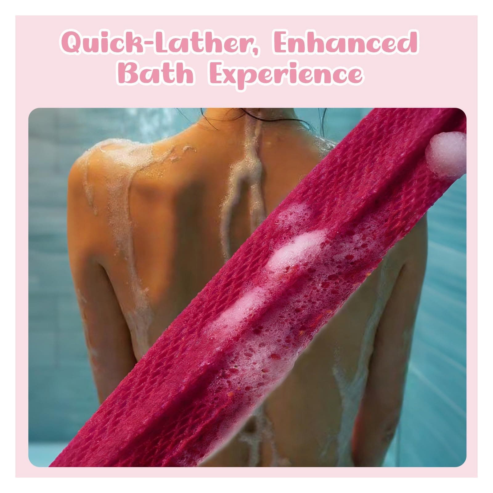 Rose Pink African Net Sponge, Exfoliating Scrubber with Exfoliating Knots, Durable Portable, Face Body Care, Suitable for All Skin Types, Bath Shower Essential thumbnail 6