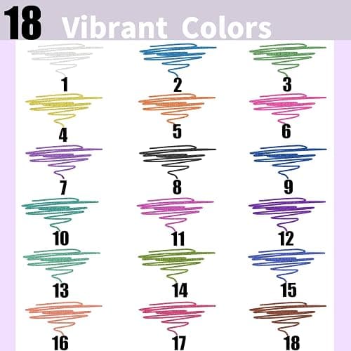 Glitter Pens 18 Colors with 18 Refills, Retractable Glitter Gel Pens for Adult, Vibrant Sparkle Metallic Colored Gel Pens Suitable for Coloring Books Doodling Drawing Journaling Note Taking Writing thumbnail 6