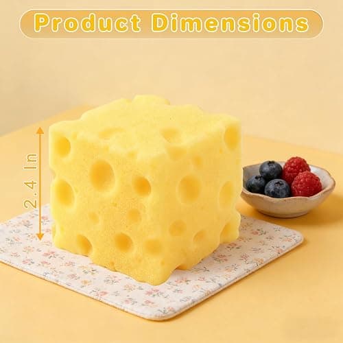 2Pcs ﻿Yellow Cheese Squeeze Toy, Soft Cheese Squishy Toy, Rebounding Sensory,Help for Relax,Focus, Sensory Cheese for & Adults, Cheese Cubes Squishy Toys,Stress Balls for Adults (2.4 in) thumbnail 2