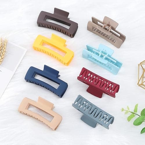 Luraseea 15 Pack Hair Claw Clips Big Hair Clips 4.1 Inch Rectangular Claw Clips for Women and Girls Non-slip Banana Jaw Clips thumbnail 4