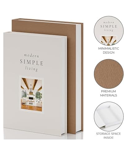 Beautiful Decorative Books - Set of 2 Boxes Enhance Your Coffee Table, Bookshelf or Mantel Shelf Decor - Aesthetic Fake/Faux Books for Modern Home Decoration, Photo Storage and as a Keepsake Box thumbnail 6
