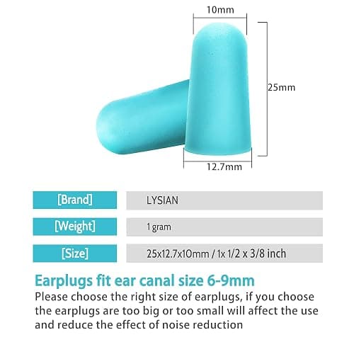 LYSIAN Soft Foam Ear Plugs for Sleeping, 60 Pairs, 38dB SNR, Lake Blue | Ultra-soft noise reduction earplugs for snoring, study, travel, work & shooting; 38dB SNR/31dB NRR thumbnail 6