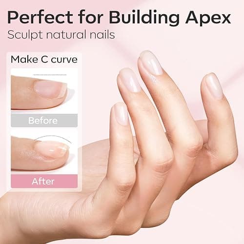 modelones Builder Nail Gel, 2 Pcs Clear and Cover Nude Builder Nail Polish, 8-in-One Apex Building Thickening Strengthener Extension Rubber Color Base Gel for DIY Home Salon Gifts LED Lamp Cured 10ml thumbnail 3