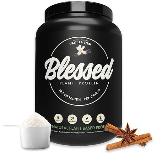 Blessed Vegan Protein Powder - Plant Based Protein Powder Meal Replacement Protein Shake, 23g of Pea Protein Powder, Dairy Free, Gluten Free, Soy Free, No Sugar Added, 30 Servings (Vanilla Chai) - Image 1