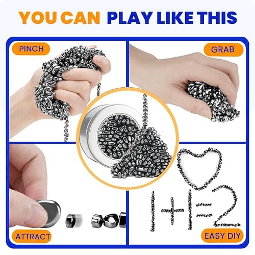 LECTRUS Magnetic Balls Over 600 PCS Mini Magnetic Putty, with 2 Big Smooth Magnetic Beads, Fidget Toys for Adult, Weak Ferrite Putty Desk Toys for Office (Black) thumbnail 3