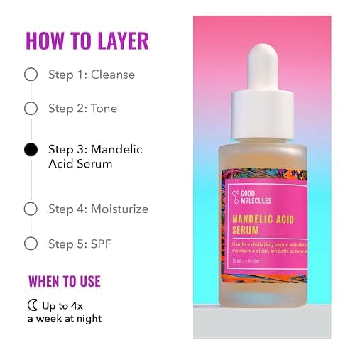 Good Molecules Mandelic Acid Serum - Gentle Face Exfoliator Serum with Ultra Hydrating Hyaluronic Acid - Exfoliating PHAs to Brighten Skin - Skin Care For Face thumbnail 4