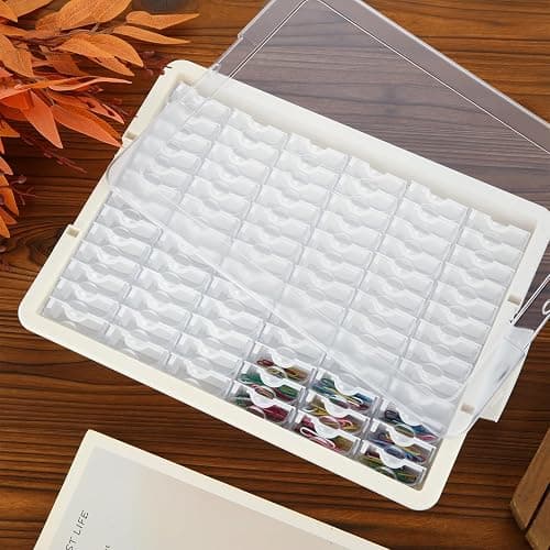FWEEK Modern Clear Plastic Bead Storage Box with 78 Compartments, Portable Jewelry Organizer for DIY Crafts, Bracelets, Nails - Image 1