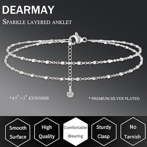 Dainty Gold Ankle Bracelets for Women Waterproof | Non Tarnish 14K Gold Plated Beaded Anklets, Layered Summer Beach Jewelry Gifts, Bikini Outfits for Vacation thumbnail 6