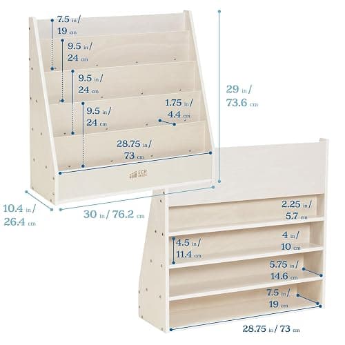 ECR4Kids Streamline Single-Sided Book Display with Storage, Classroom Bookshelf, White Wash - White Wash thumbnail 3