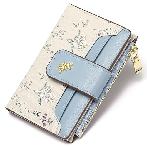 GAEKEAO Small Wallets for Women RFID Blocking Leather Bifold Zipper Pocket Wallet Credit Card Holder with ID Window - Image 1