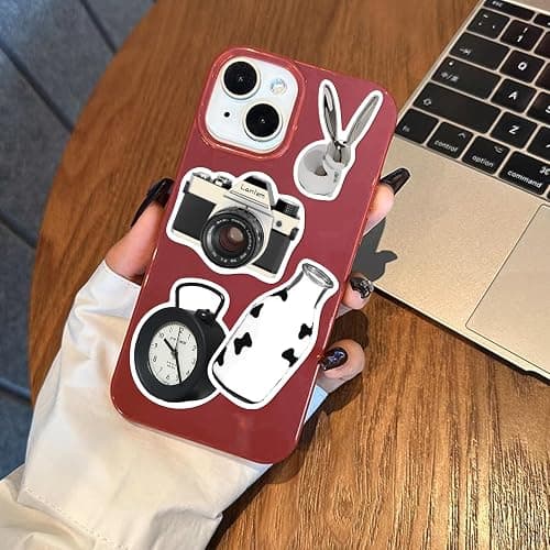 100pcs Aesthetic Stickers | Y2K Retro Sticker | Cool 2000s Cyber Trendy Stickers for Water Bottle Laptop Guitar Skateboard | Vinyl Stickers for Girls Teens Adults (Black, White, Silver) thumbnail 5
