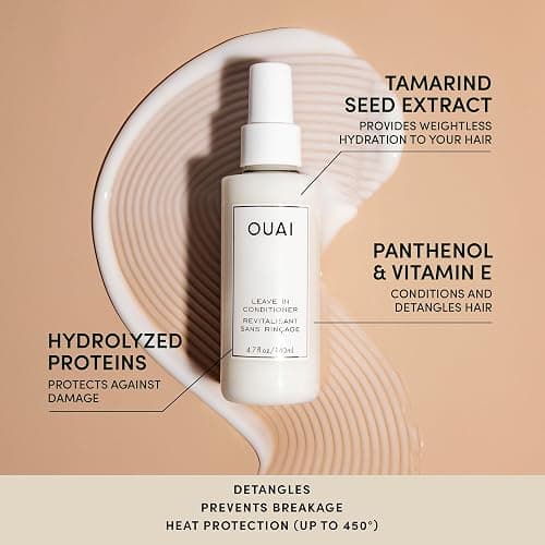 OUAI Leave In Conditioner Bundle - Multitasking Heat Protectant Spray for Hair - Prime Hair for Style, Smooth Flyaways, Add Shine & Use as Detangling Spray (2 Count, 1.5 Oz/4.7 Oz) thumbnail 2