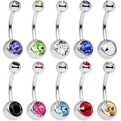 15 PCS Assorted Colors Belly Button Ring Surgical Steel Hypoallergenic Lead and Nickel Free,14 Gauge Navel Piercing Body Jewelry thumbnail 6