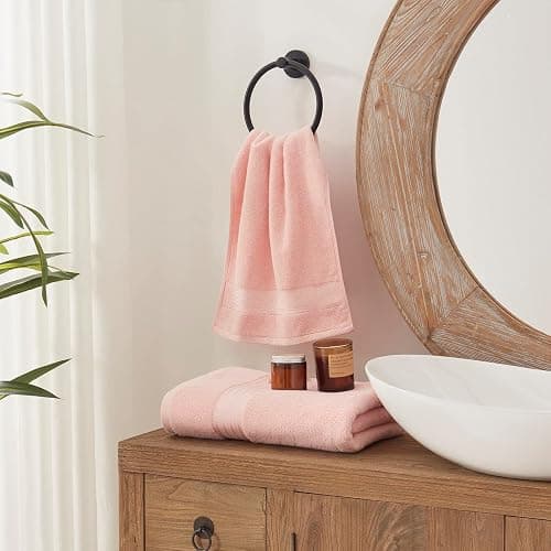 COZYART Pink Bathroom Towel Set 6Pcs, 100% Turkish Cotton Bath Towel Sets for Bathroom, Soft Absorbent, 650 GSM Luxury 6 Pcs with 2 Bath Towels, 2 Hand Towels, 2 Washcloths thumbnail 9