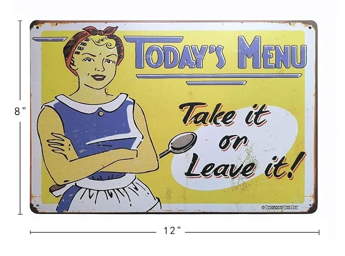 ERLOOD Today's Menu Take It or Leave It Retro Vintage kitchen Signs Wall Decor Metal Tin Sign 12X 8 thumbnail 3