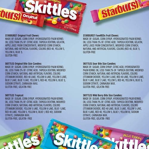 SKITTLES & STARBURST Variety Pack Full Size Chewy Candy Assortment, 62.79 oz, 30 Count (Pack of 2) thumbnail 3