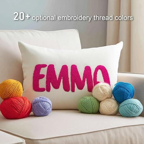 Wucidici Personalized Embroidered Name Lumbar Pillow，Custom Monogram Throw Accent Handmade Pillows Cover，Customizable 12x20 Decorative Couch Bed Room Pillow Case Gifts for Kids Boy Girls thumbnail 3