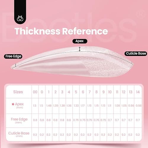 Beetles Tipex Instant Apex Nail Tips Almond Medium Acrylic Nail Tips, Pre-Etched Pre-Building Strong Thick Long Lasting,16 Sizes,192 Pieces thumbnail 6
