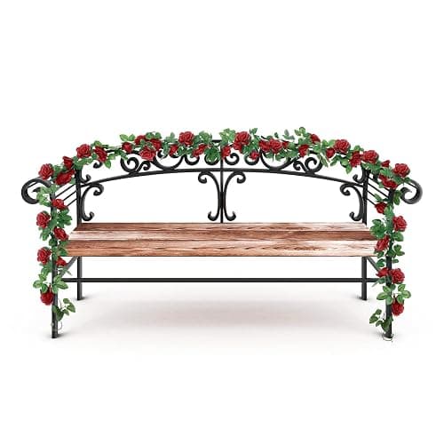 WALL | Amazon | Syhood Artificial Rose Garlands Rose Vines Leaves Banners Hanging Fake Floral Garland Flower Vine for Wedding Arch Ceremony Home Garden Outdoor Party Wall Decorations, 14.4 ft(Wine Red,2 Pieces) - Wine Red - 2 thumbnail 3