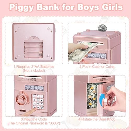 Refasy Piggy Bank Cash Coin Can ATM Bank Electronic Coin Money Bank for Kids Age 3-12, Money Savings Box Mini ATM Coin Bank Toys Gifts for 3 4 5 6 7 8 9 10 11 12 Year Old Boys Girls thumbnail 4