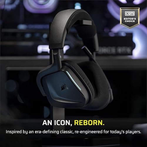 Corsair Void v2 Wireless Gaming Headset with Bluetooth for PC, PS5, PS4, Switch, Mobile – Dolby Atmos, 70 Hr Battery, Dual Wireless, Lightweight, Fast Charging – Carbon thumbnail 2