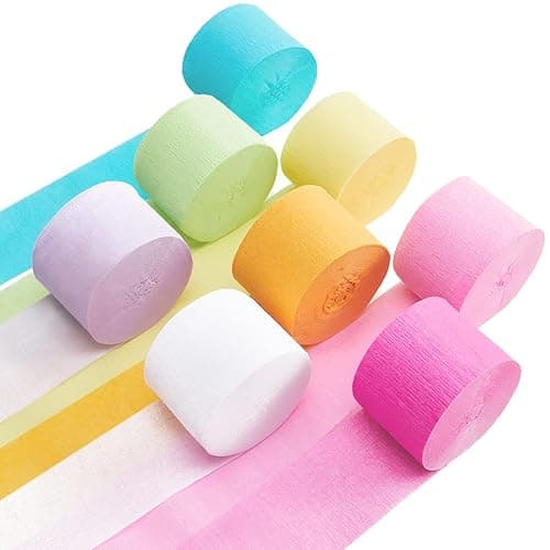 Pastel Birthday Party Decorations Pastel Crepe Paper Streamers 8 Rolls Pastel Color Party Streamers for Birthday Party Wedding Decorations - Image 1