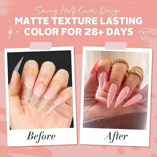 UNA GELLA Stiletto Gel Nail Tips 504pcs Long Stiletto Almond Clear Curved Nails Tips Half Cover False Fake Nails for DIY Press On Nails Extension Art Salon 12 Sizes thumbnail 3