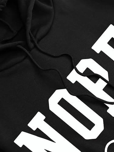 SHENHE Women's Slogan Letter Print Long Sleeve Hooded Sweatshirt Pullover Hoodie Tops - Large - Black thumbnail 4