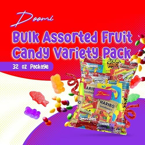Bulk Assorted Fruit Candy - Starburst, Skittles, Fish, Air Heads, Jolly Rancher, Sour Punch, Gold-Bears Gummi Bears & Twizzlers, Candy's, Pops, Dots, (32 Oz Variety Pack) (Candies may vary) thumbnail 2