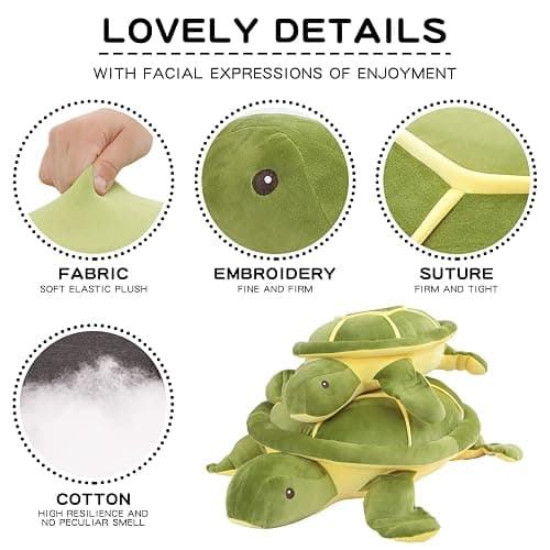 28 inch Big Green Sea Turtle Stuffed Animals Giant Soft Plush Toys, Large Ocean Turtle Plushies Body Pillow, Gifts for Kid Boys, Girls, Girlfriend, Birthday, Easter thumbnail 3