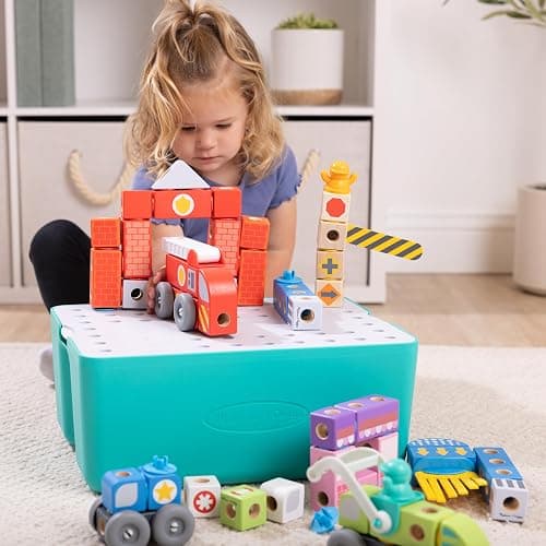 Melissa & Doug Blockables™ Deluxe City Snap and Play Amazon Exclusive, Mix and Match Connectable Wooden Building Blocks Play Set with Storage Bin and Play Lid (122 Pcs) - FSC Certified thumbnail 7