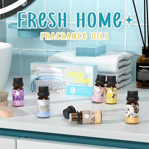 Clean Essential Oils Set, SoulOrigin Fragrance Oil Gift Set for Oil Diffusers, Scented Oils 6x10ml - Beach Sage Laundry Detergent, Citrus Burst, Lavender Fields, Fresh Linen, Warm Petals, Fresh Cotton thumbnail 2