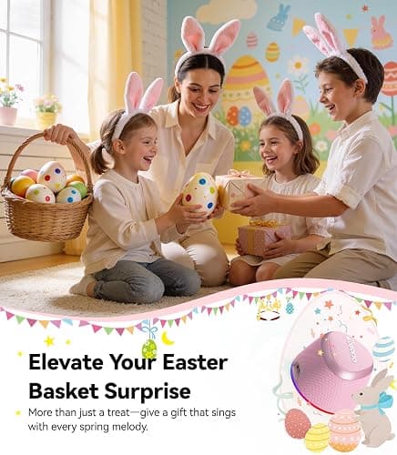 Portable Speaker Phone Stand Gifts: Easter Basket Stuffers for Teens Adults, 2 in 1 Magnetic Bluetooth Speakers, Loud Sound IPX5 Waterproof/9 Light Modes/TWS, Home/Office/Travel Essentials-Rose Pink thumbnail 2
