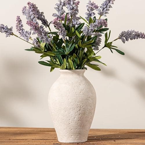 Vanselia Ceramic Flower Vase Home Decor - Large Farmhouse Table Vases Rustic Vintage Living Room Kitchen Bedroom Decorations for House Book Shelf Office Coffee Desk Dining Fireplace (9" Rustic) thumbnail 5