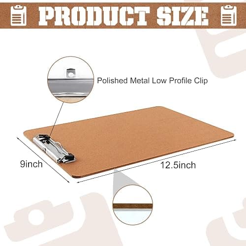 Clipboards, PANDRI 16 Pack Hardboard Office Clipboards, Low Profile Clip, Standard A4 Letter Size, Classroom Supplies, ECO Friendly thumbnail 3