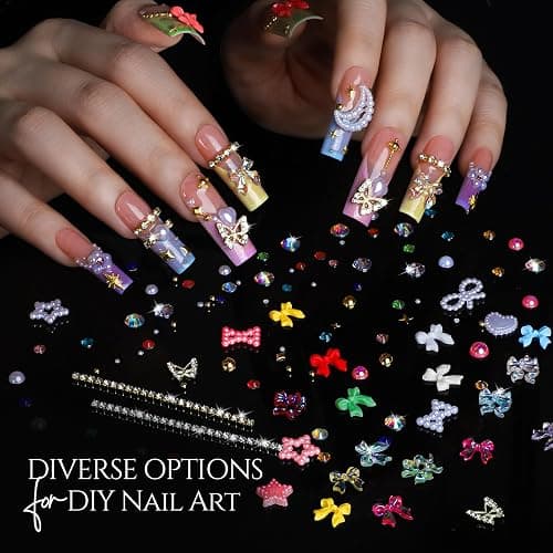 FANDAMEI 3D Nail Gel Kit, 15g 3D Sculpting Gel, 5 Box Nail Pearls Charms and Gems Clear&AB Nail Rhinestones, Metal Nail Beads&Gold Silver White Pearl Chrome Powder for DIY Manicure, UV/LED Lamp Needed thumbnail 5