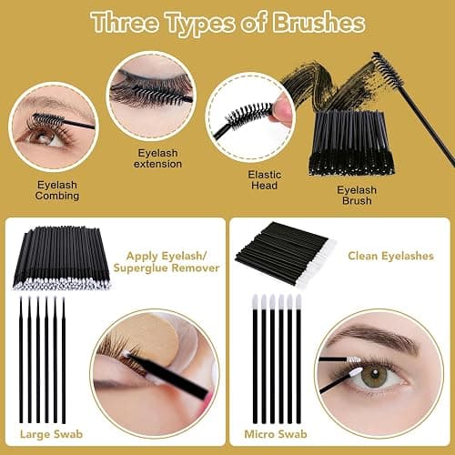 Eyelash Extension Kit for Beginners, Professional Lash Extension Kit with Mannequin Head, Lash Starter Kit with Lash Fan, Lash Extension Supplies for Practice Training Kit(Black) thumbnail 6