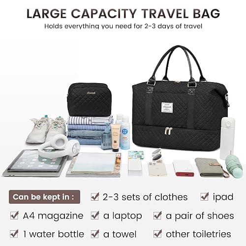 LOVEVOOK Travel Duffle Bag,Weekender Bags for Women with Shoe Compartment，Carry on Overnight Bag with Toiletry Bag,Gym Duffel Bag with Wet Pocket, Hospital Bags for Labor and Delivery thumbnail 7