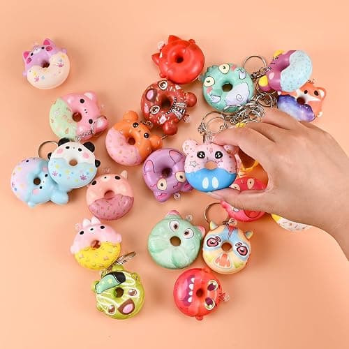 GOLDGE 32 Pcs Squishy Donut Keychains (Not Attached) - Colorful Party Favors, Goodie Bag, Pinata Stuffers, Classroom, Carnival Prizes, Treasure Box Toys for Kids (32 Pcs Squishy Donut Keychains) thumbnail 4